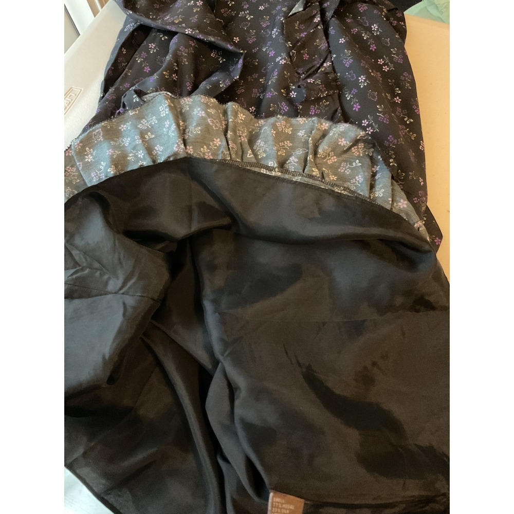 J.McLaughlin Floral Print Wrap Dress Ruffle Trim Long Sleeve Black Size 8 - Picture 14 of 15
